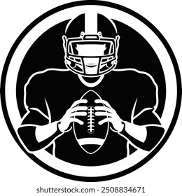 football player holding ball vector emblem