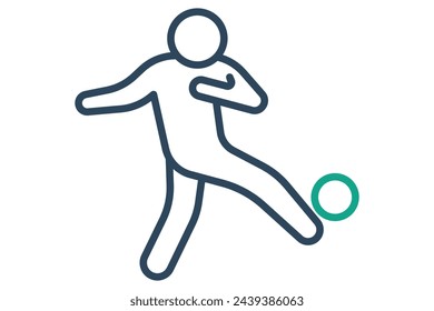 football player icon. people kick the ball. icon related to sport, gym. line icon style. element illustration.