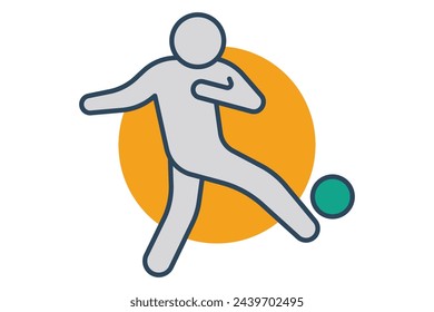 football player icon. people kick the ball. icon related to sport, gym. flat line icon style. element illustration.