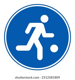 Football player icon, play football symbol, road sign isolated on white background