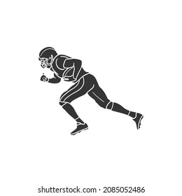 Football Player Icon Silhouette Illustration. Sport American Vector Graphic Pictogram Symbol Clip Art. Doodle Sketch Black Sign.