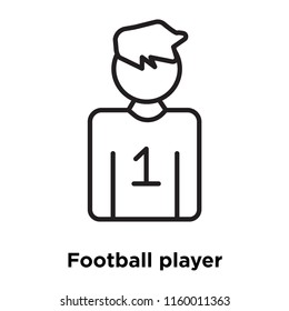 Football player icon vector isolated on white background, Football player transparent sign , sign and symbols in thin linear outline style