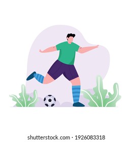 Football player illustration concept design.  footballer boy illustration. 
Young boy playing soccer illustration design