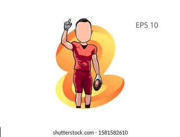 Football player illustration, flat vector image