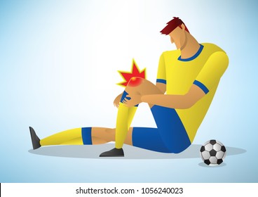 football player injured on the knee. vector illustration.