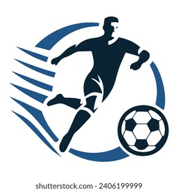 Football Player Inside a Unique Style Ring  Vector Illustration 