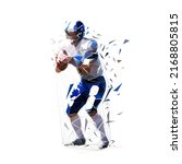 Football player, isolated low polygonal vector illustration, geometric football logo from triangles