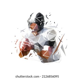 Football player, isolated low polygonal vector illustration, geometric football logo from triangles