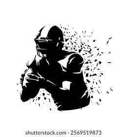 Football player, isolated vector silhouette, ink football logo