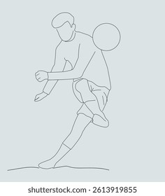 football player jump and fly to kicking ball.