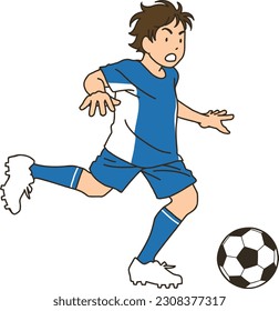 A football player just about to making a shoot