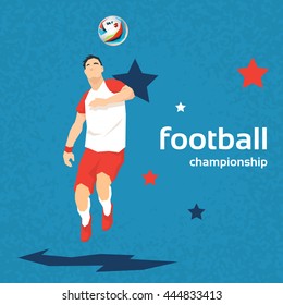 Football Player Kick Ball Sport Championship Flat Vector Illustration