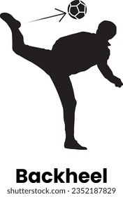 football player kick (soccer) (Backheel) Silhouette Vector  illustrator on white background