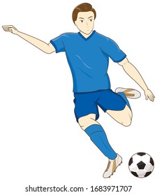Football player kicking the ball