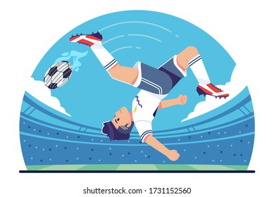 football player kicking ball flat illustration