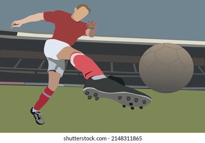 Football player kicking the ball illustration