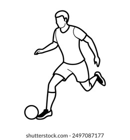 Football player kicking ball isolated vector silhouette