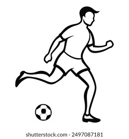 Football player kicking ball isolated vector silhouette