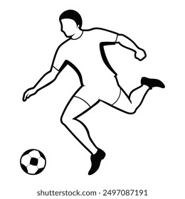 Football player kicking ball isolated vector silhouette