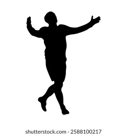 Football player kicking ball, isolated vector silhouette.