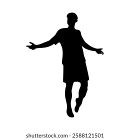 Football player kicking ball, isolated vector silhouette.