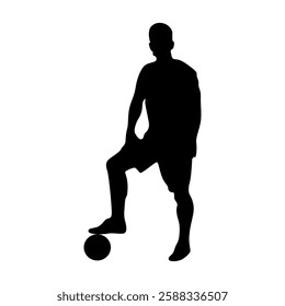 Football player kicking ball, isolated vector silhouette.