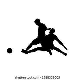 Football player kicking ball, isolated vector silhouette.