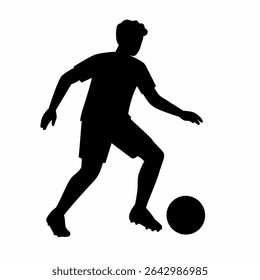 Jogador de futebol chutando bola, isolado vetor silhueta. Logo do futebol.