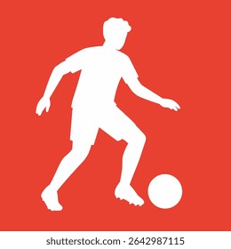 Jogador de futebol chutando bola, isolado vetor silhueta. Logo do futebol.