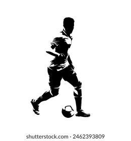 Football player, kicking ball soccer, abstract isolated vector silhouette
