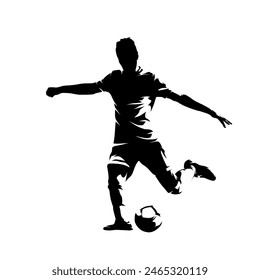 Football player, kicking ball soccer, abstract isolated vector silhouette