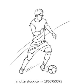 Football Player Line Drawing Vector Illustration Stock Vector (Royalty ...