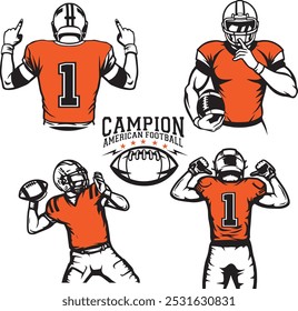 ๊๊Us football player logo badge vector . Football logo vector template. American football league vintage label, emblem and design element