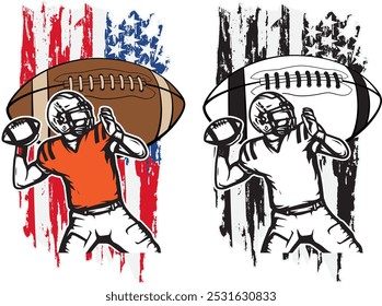 ๊๊Us football player logo badge vector . Football logo vector template. American football league vintage label, emblem and design element