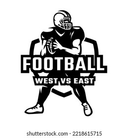 Football player logo, emblem. American football.