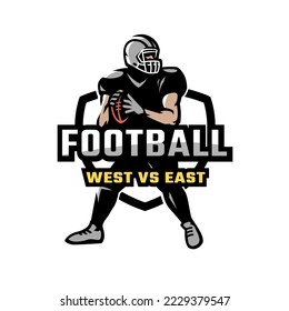 Football player logo, emblem American football .