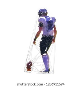 Football player, low polygonal vector illustration. American football, team sport athlete