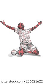 Football player made of various playing cards