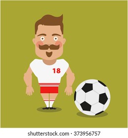 Football player man character do penalty kick