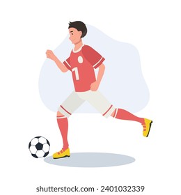 football player. Man Kicking Ball. Soccer Player. male characters playing football. 