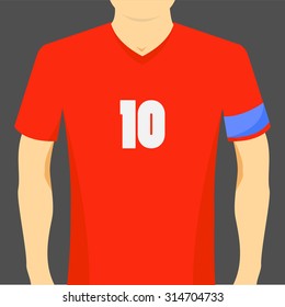 football player number ten and captain team red shirt
