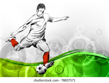 football player on the abstract background