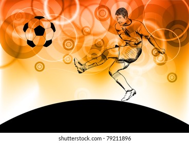 football player on the fire background