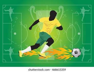 football player on green background