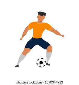 Football player on a white background.  Sport Concept. Vector cartoon illustration. 