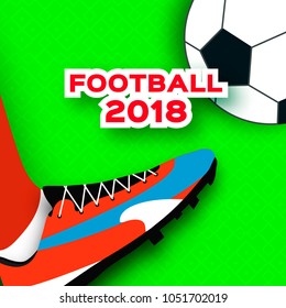 Football player in paper cut style. Origami Sport. vector