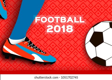 Football player in paper cut style. Origami Sport. Vector