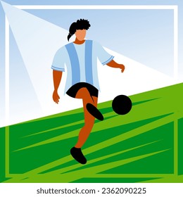 Football player passing the ball, vector flat style