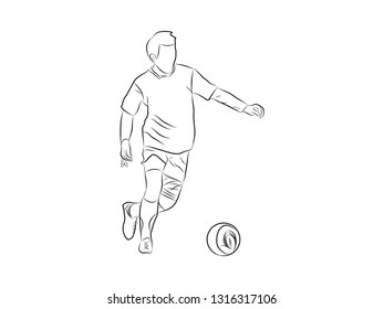 Football player to play drawing with line-art on white backgrounds.vector illustration.