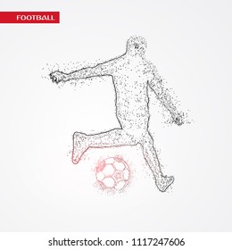 Football Player Playing in russia Dotted Concept Background. 